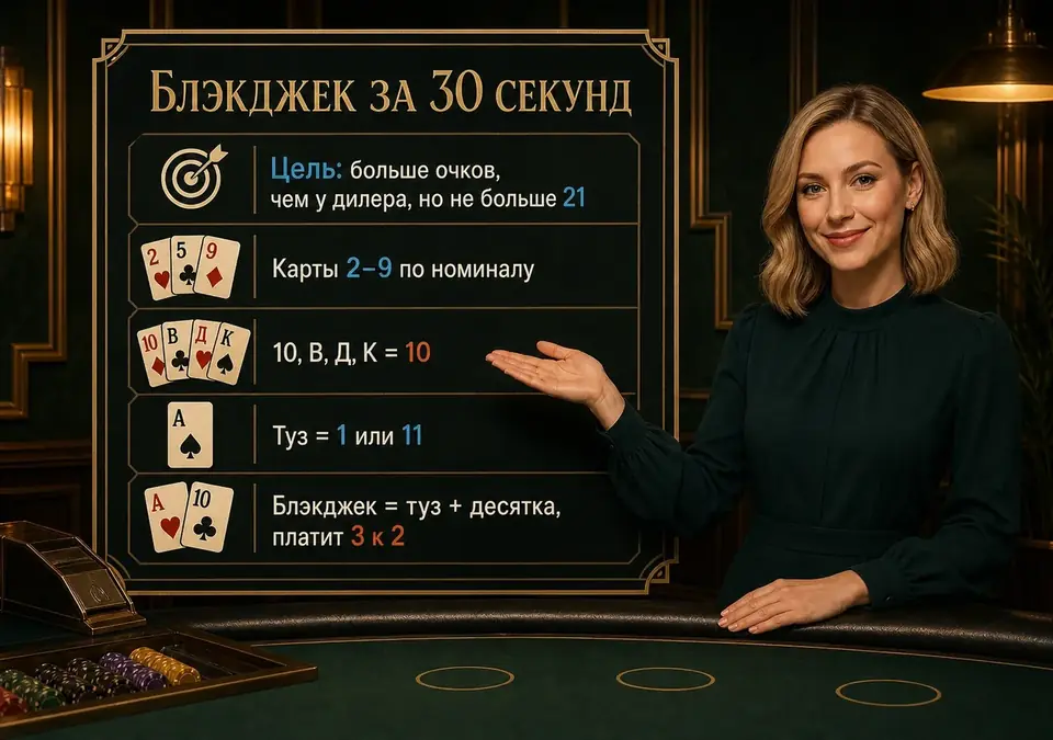 Инфографика: Блэкджек за 30 секунд