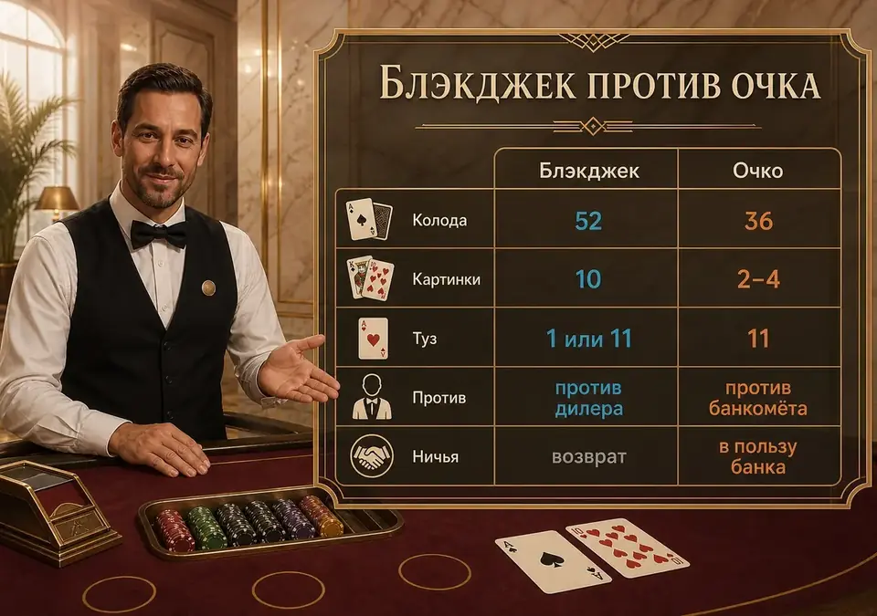 Инфографика: Блэкджек против очка
