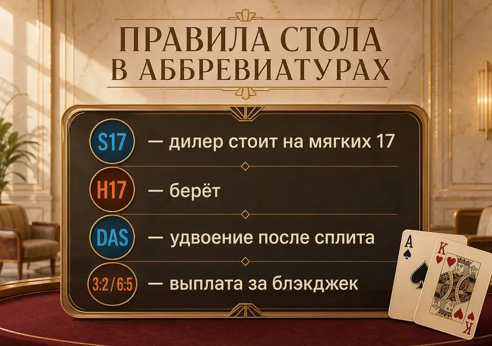 Инфографика: Правила стола в аббревиатурах